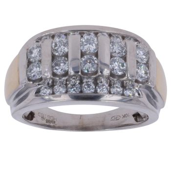 9ct Yellow and White Gold 1.50ct Brilliant Cut Lab Grown Diamond Signet Ring