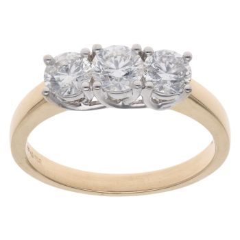 18ct Yellow Gold 1.00ct Brilliant Cut Diamond Trilogy Ring