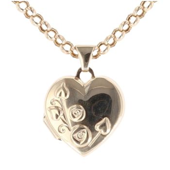 9ct Yellow Gold Rennie Mac Heart Pendant and Belcher Chain 20"