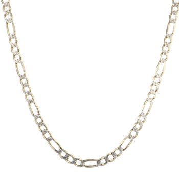 9ct Yellow and White Gold Diamond Cut Figaro Chain 18"