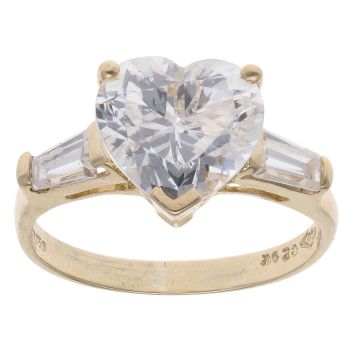 9ct Yellow Gold Cubic Zirconia Heart Ring