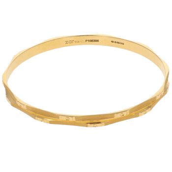 22ct Yellow Gold Diamond Cut Patterned Bangle