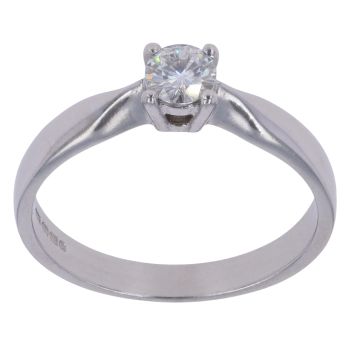 9ct White Gold Moissanite Single Stone Ring
