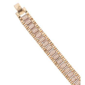 9ct Yellow Gold Cubic Zirconia Fancy Bracelet 7"