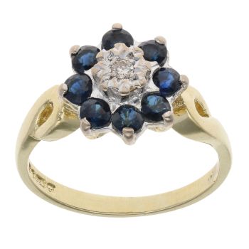 18ct Yellow Gold 0.05ct Diamond And Sapphire Ring