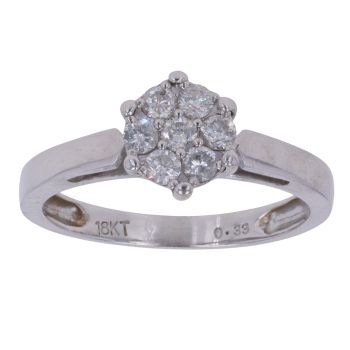 18ct White Gold 0.33ct Brilliant Cut Diamond Cluster Ring