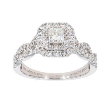 18ct White Gold 0.95ct Princess And Brilliant Cut Diamond Vera Wang Cluster Ring