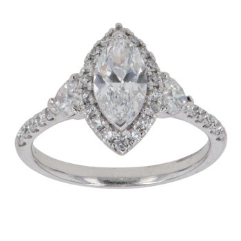 Platinum 1.35ct Mixed Cut Lab Grown Diamond Cluster Ring