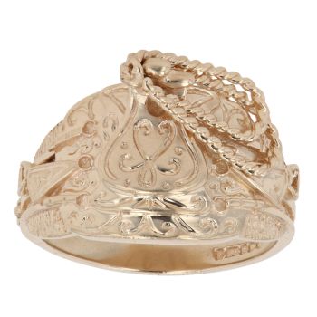9ct Yellow Gold Patterned Saddle Ring