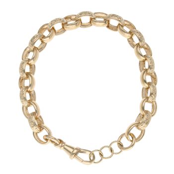 9ct Yellow Gold Patterned and Plain Belcher Chain 8"