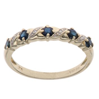 9ct Yellow Gold 0.02ct Diamond and Sapphire Ring