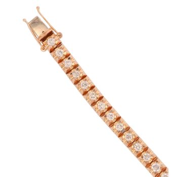18ct Rose Gold 4.50ct Brilliant Cut Diamond Tennis Bracelet 7"