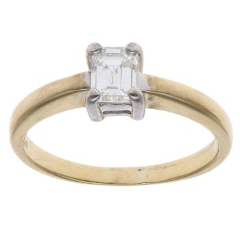 18ct Yellow Gold 0.50ct Emerald Cut Diamond Solitaire Ring