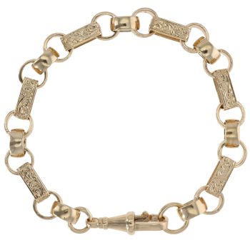 9ct Yellow Gold Round And Rectangular Belcher Bracelet 8.5"