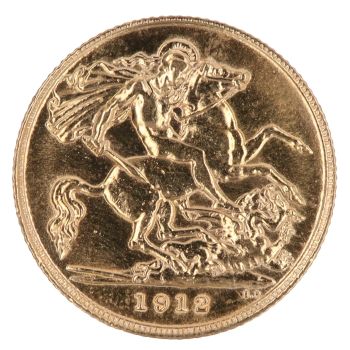 1912 George V Large Head UK Half Sovereign Coin