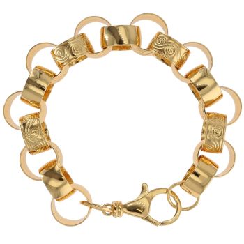 Sterling Silver Gold Plated Patterned And Plain Belcher Bracelet 9"