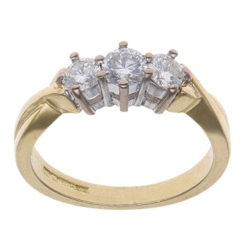 18ct Yellow Gold 0.50ct Brilliant Cut Diamond Trilogy Ring