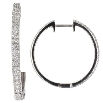 18ct White Gold 0.25ct Diamond Hinged Hoop Earrings