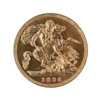 1896 Victoria Old Head UK Half Sovereign Coin
