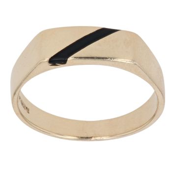 9ct Yellow Gold Onyx Stripe Signet Ring