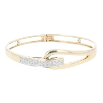 14ct Yellow Gold 0.33ct Brilliant Cut Diamond Hinged Bangle