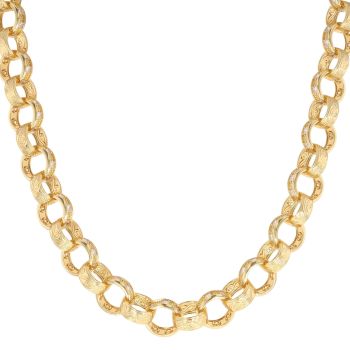 Silver Gold Plated Patterned Cubic Zirconia Belcher Chain 24"
