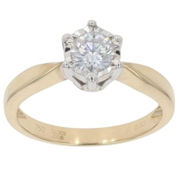 18ct Yellow Gold 0.50ct Brilliant Cut Diamond Solitaire Ring