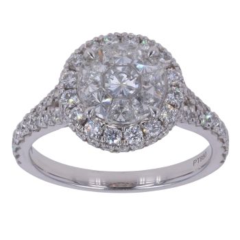 Platinum 1.74ct Round Pie And Brilliant Cut Diamond Cluster Ring