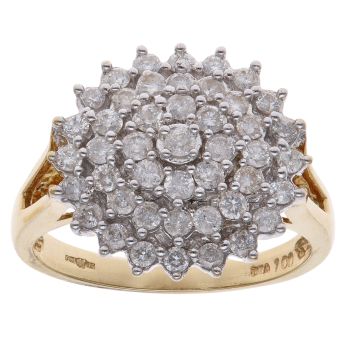 18ct Yellow Gold 1.00ct Brilliant Cut Diamond Cluster Ring