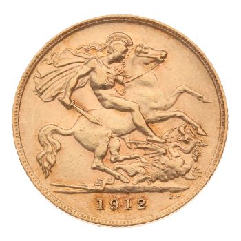 1912 George V Large Head UK Half Sovereign Coin