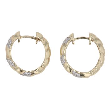 9ct Yellow Gold 0.30ct Single Cut Diamond Hoop Earrings