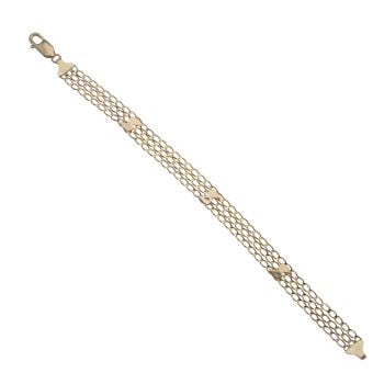 9ct Yellow Gold Three Row Curb Bracelet 8"