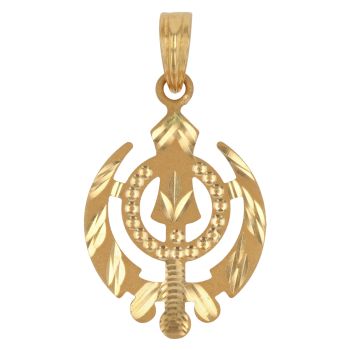 22ct Yellow Gold Sikh Khanda Pendant