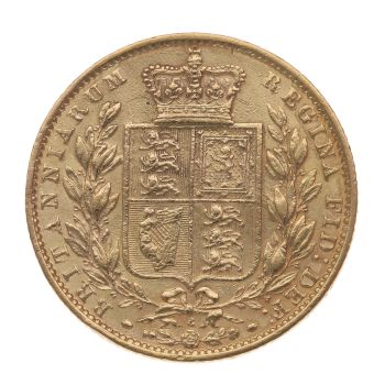 1869 Victoria Young Head UK Full Sovereign Coin