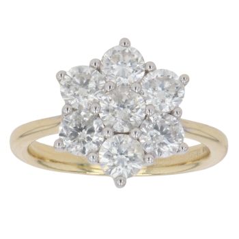 18ct Yellow Gold 2.00ct Brilliant Cut Diamond Cluster Ring