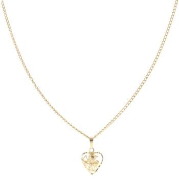 18ct Yellow Gold Cherub Heart Pendant and Chain 26"