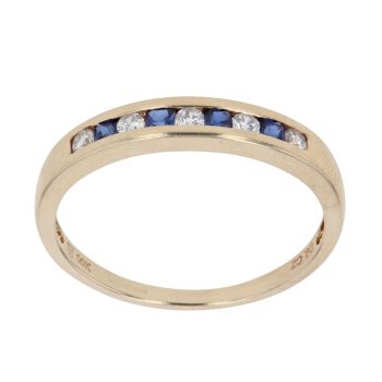 14ct Yellow Gold Sapphire and Cubic Zirconia Fancy Ring