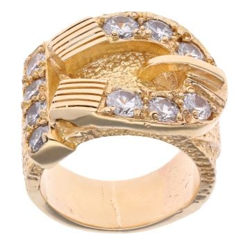 9ct Yellow Gold Cubic Zirconia Buckle Ring