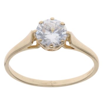 9ct Yellow Gold Cubic Zirconia Single Stone Ring