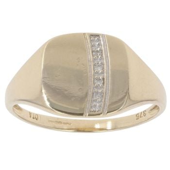 9ct Yellow Gold 0.02ct Diamond Signet Ring
