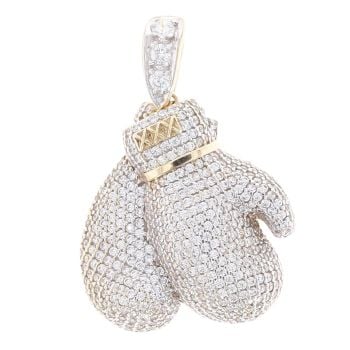 9ct Yellow Gold Cubic Zirconia Pair Of Boxing Gloves Pendant
