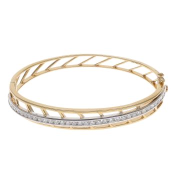 18ct Yellow and White Gold 1.50ct Brilliant Cut Diamond Bangle