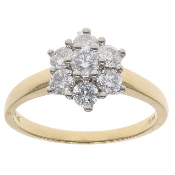 18ct Yellow Gold 1.00ct Brilliant Cut Diamond Cluster Ring
