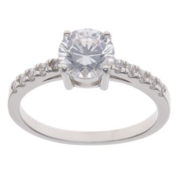 Silver Cubic Zirconia Single Stone Ring By Icesia
