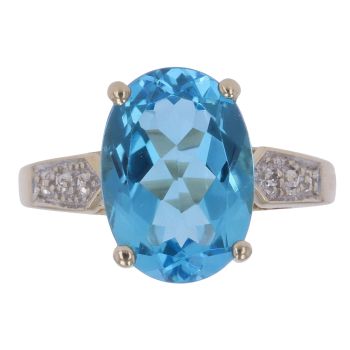 9ct Yellow Gold Cubic Zirconia and Blue Topaz Ring