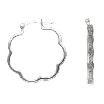 Silver Moondust Flower Hoop Earrings By Icesia