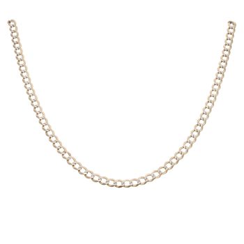 14ct Yellow and White Gold Diamond Cut Curb Chain 22"