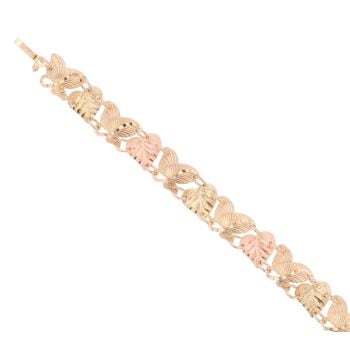 9ct Yellow And Rose Gold Fancy Leaves Bracelet 7.5"