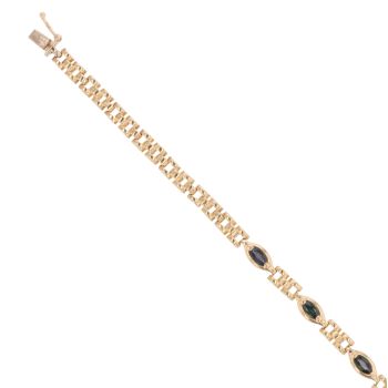 9ct Yellow Gold Sapphire Fancy Bracelet 7.5"