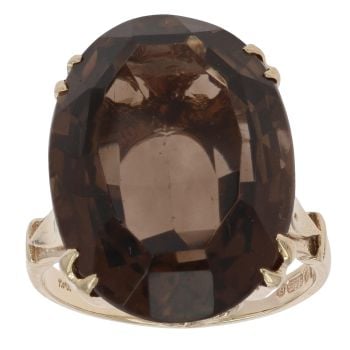 9ct Yellow Gold Smoky Quartz Single Stone Ring